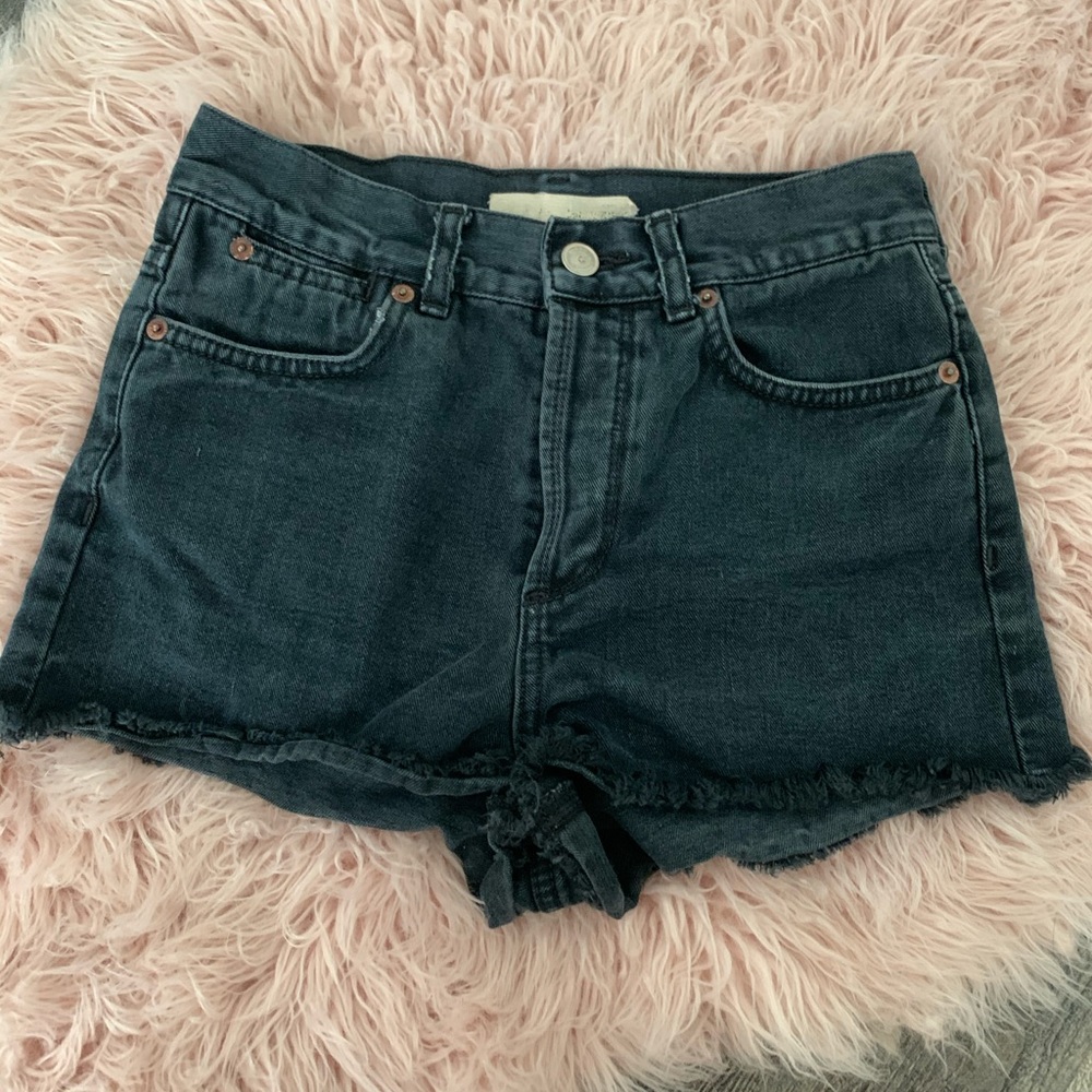 Black Mid Rise Denim Shorts